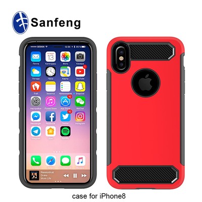 揭秘佛山三丰手机配件 新款苹果iPhone8碳纤维纹二合一保护套高清图赏